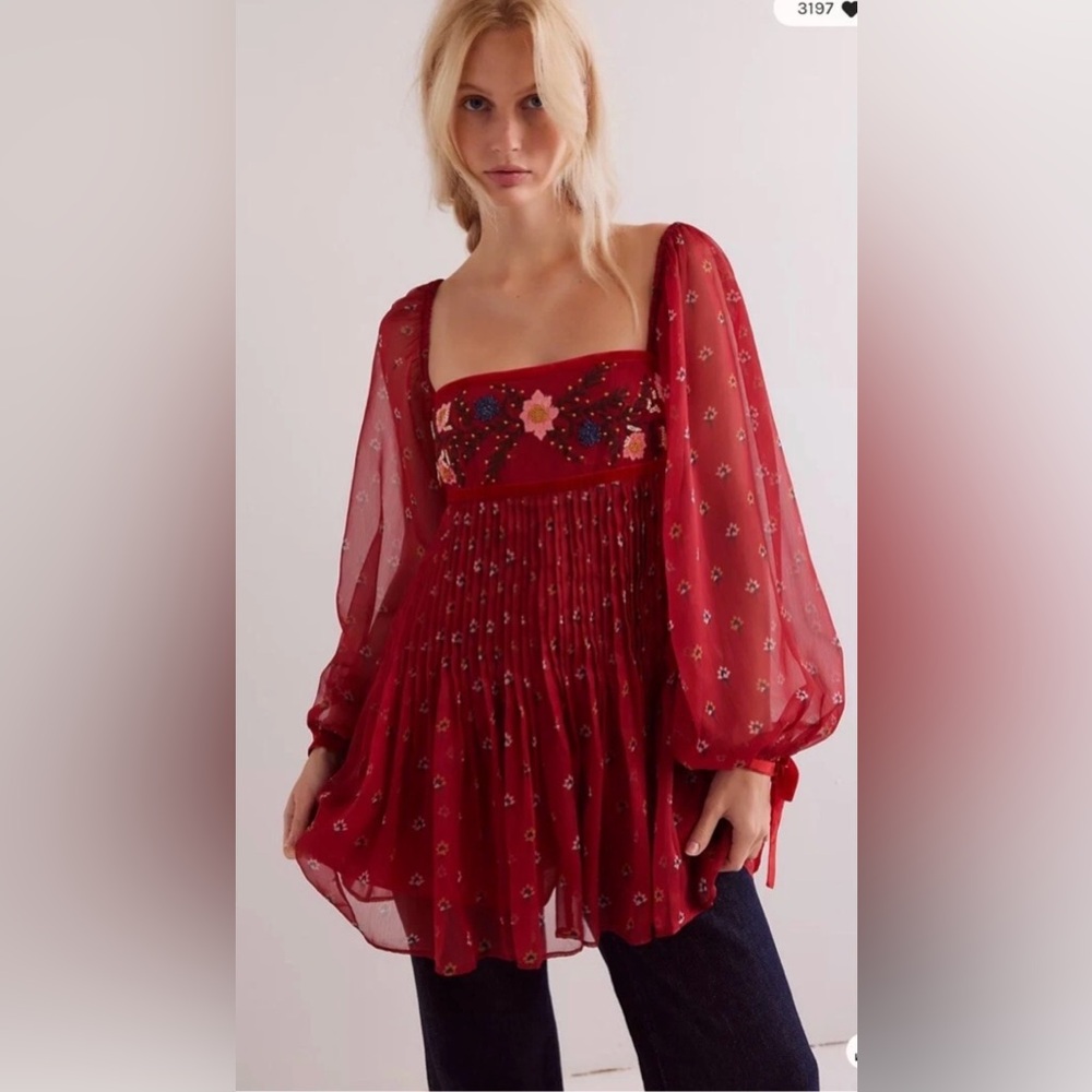 Free People Through The Meadow Embroidered mini dress